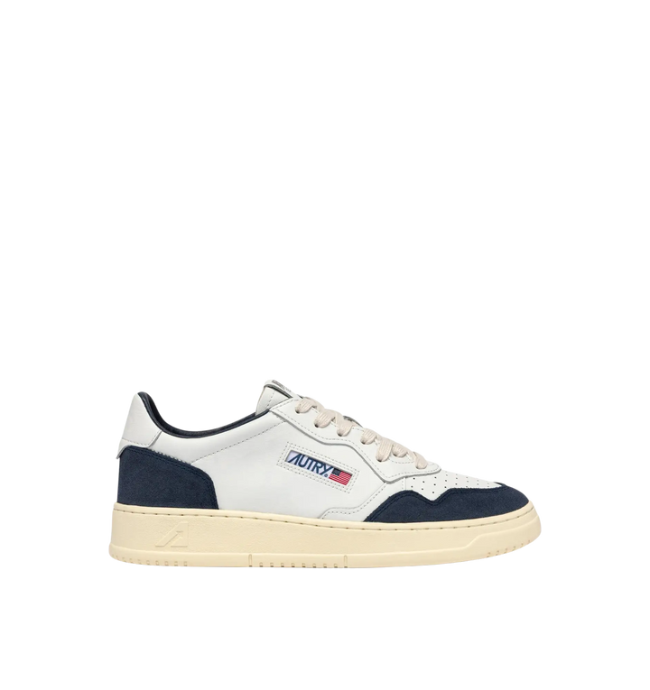 AUTRY - Baskets medalist low en cuir blanc et daim denim