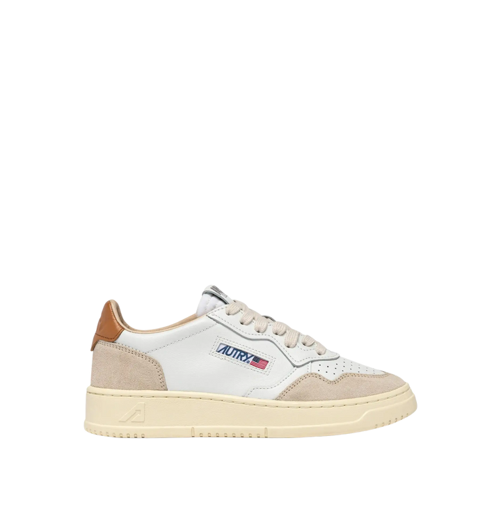 AUTRY - Baskets medalist low en cuir blanc et Lion et daim beige