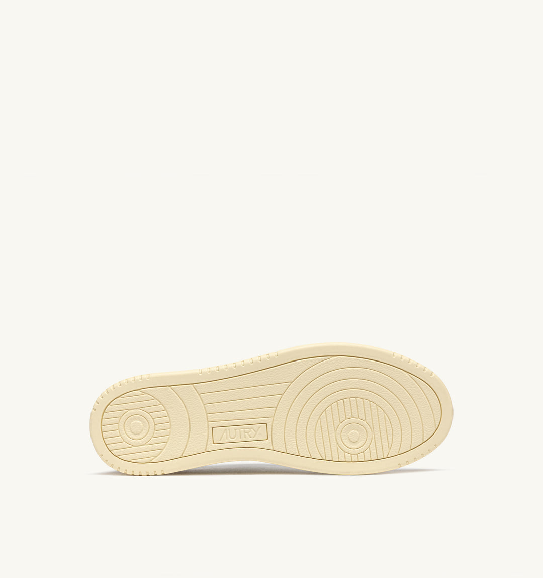 AUTRY - Baskets medalist low en cuir blanc et bronze green et daim beige