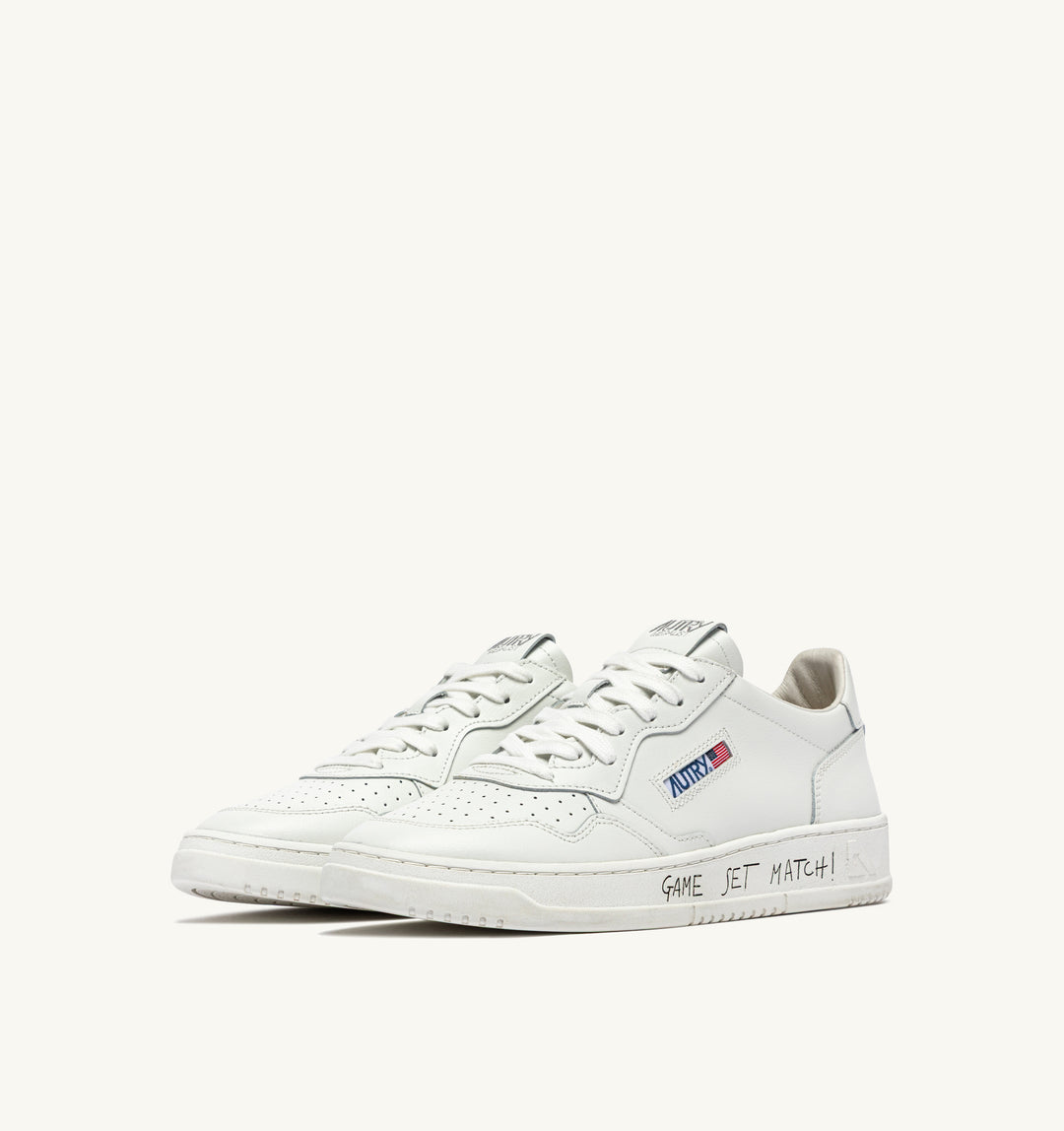 AUTRY - Baskets medalist low en cuir blanc total avec lettering