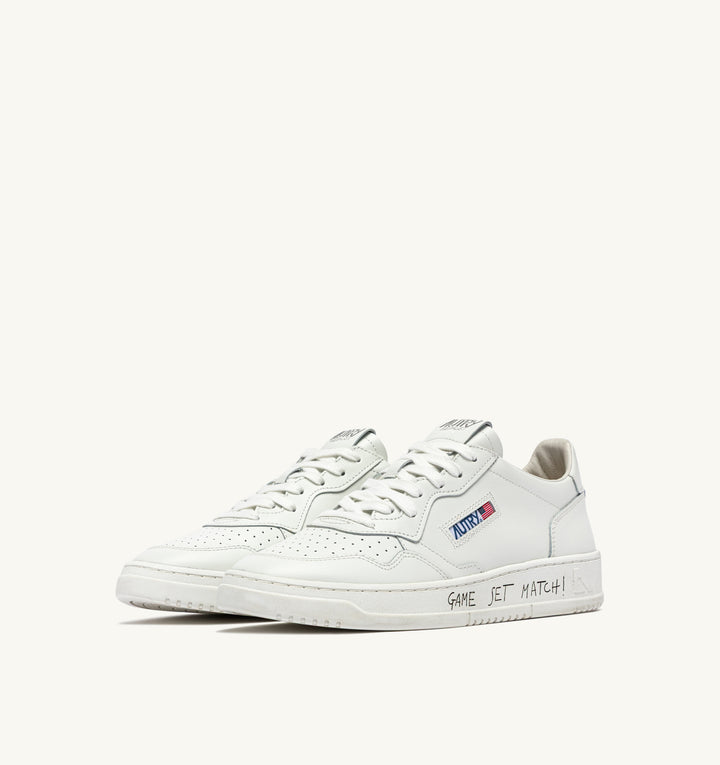 AUTRY - Baskets medalist low en cuir blanc total avec lettering