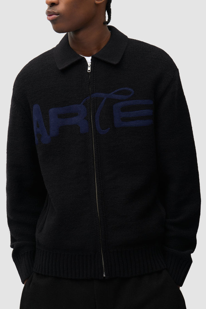 ARTE - Cardigan zippé Stencil Noir