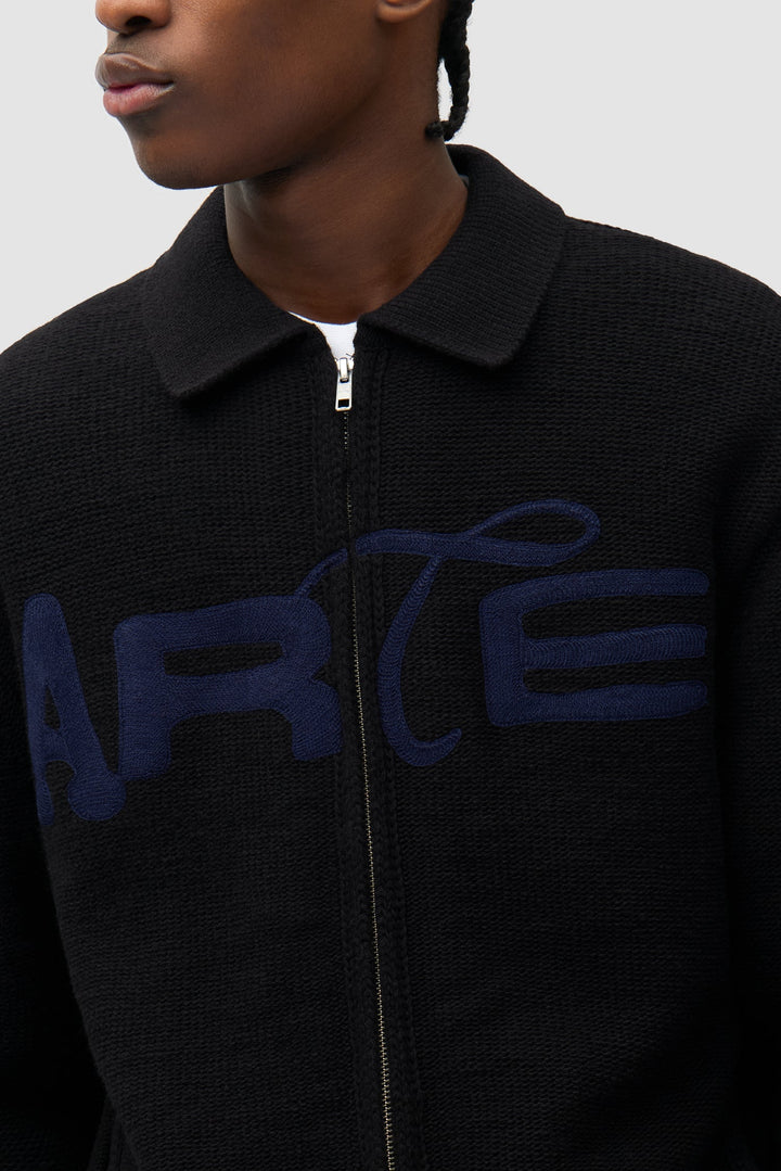 ARTE - Cardigan zippé Stencil Noir
