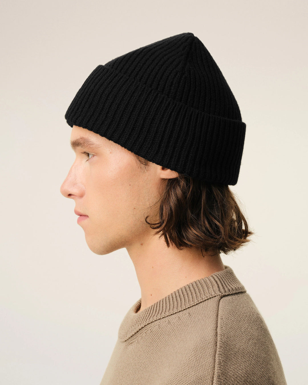 AMI PARIS - Bonnet Ami de Cœur en laine mérinos Noir