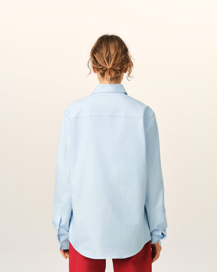 AMI PARIS - Chemise unisexe Ami de Cœur en coton Oxford Bleu ciel
