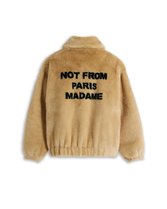 DRÔLE DE MONSIEUR - Veste en fausse fourrure Slogan Beige
