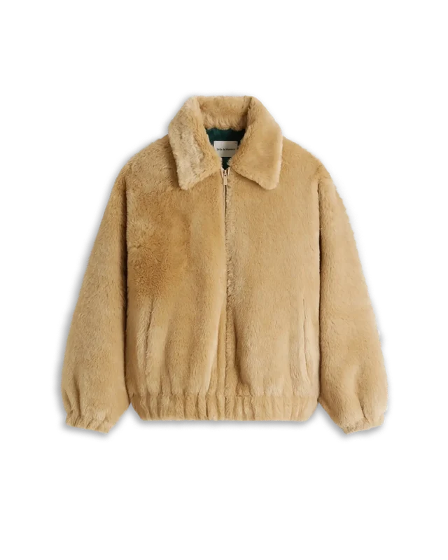 DRÔLE DE MONSIEUR - Veste en fausse fourrure Slogan Beige