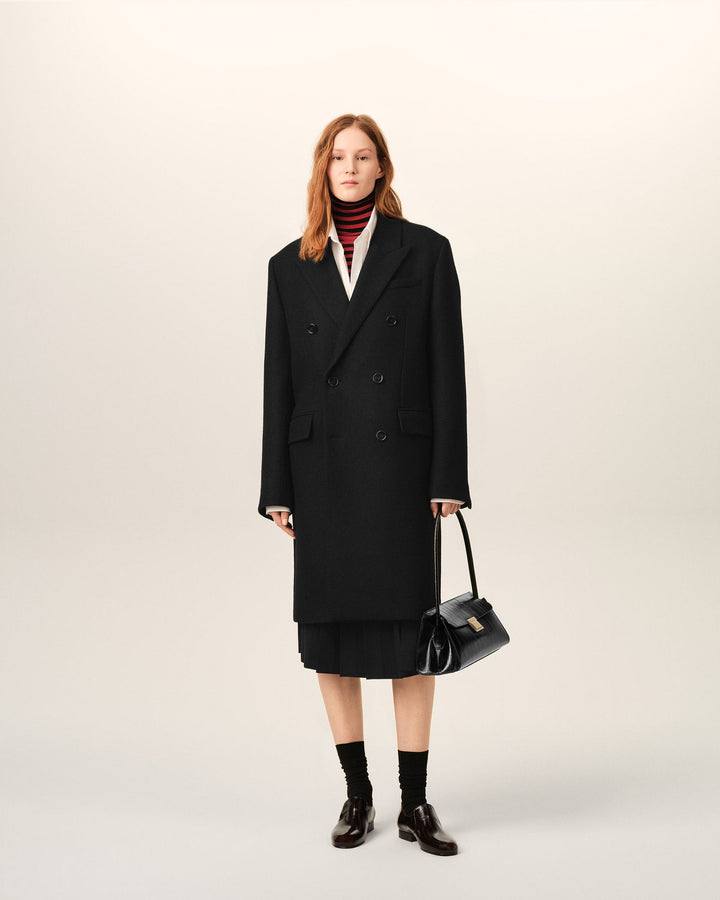 AMI PARIS - Manteau oversize croisé en laine vierge Noir
