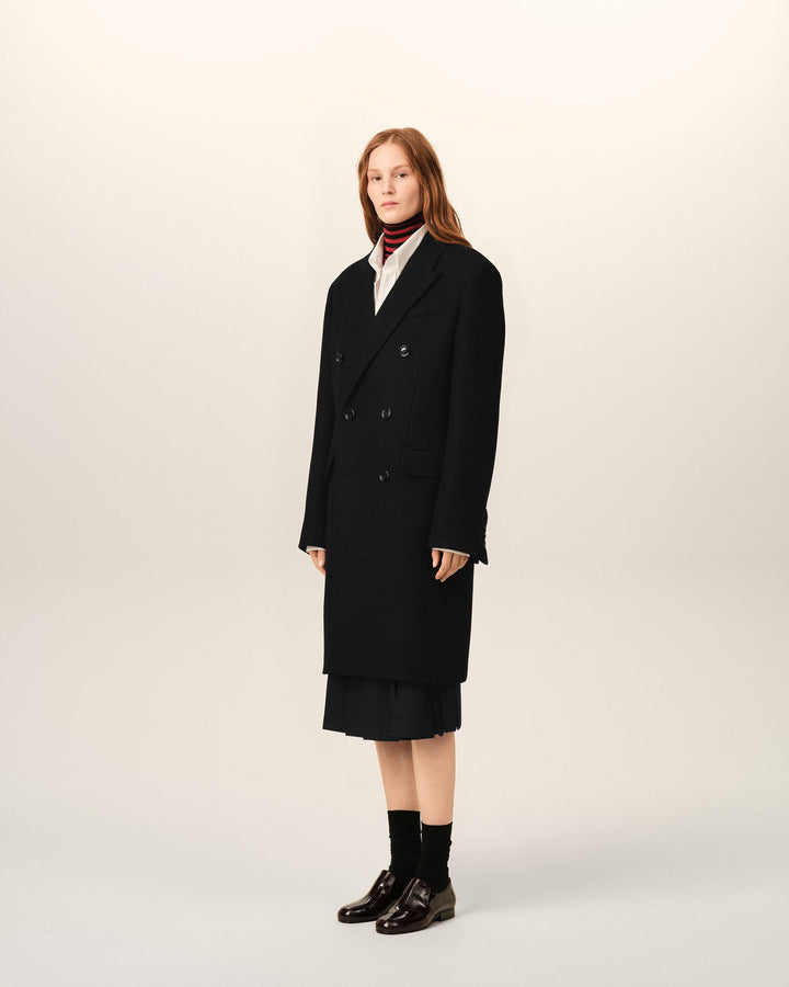 AMI PARIS - Manteau oversize croisé en laine vierge Noir