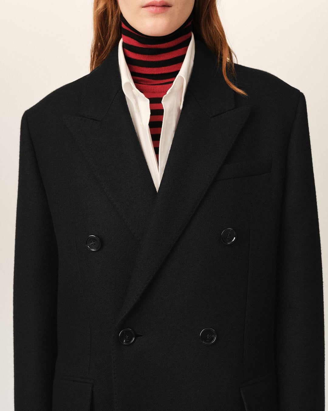 AMI PARIS - Manteau oversize croisé en laine vierge Noir