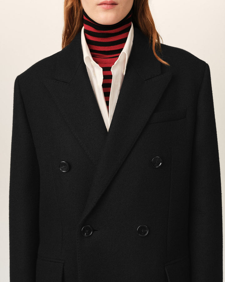 AMI PARIS - Manteau oversize croisé en laine vierge Noir