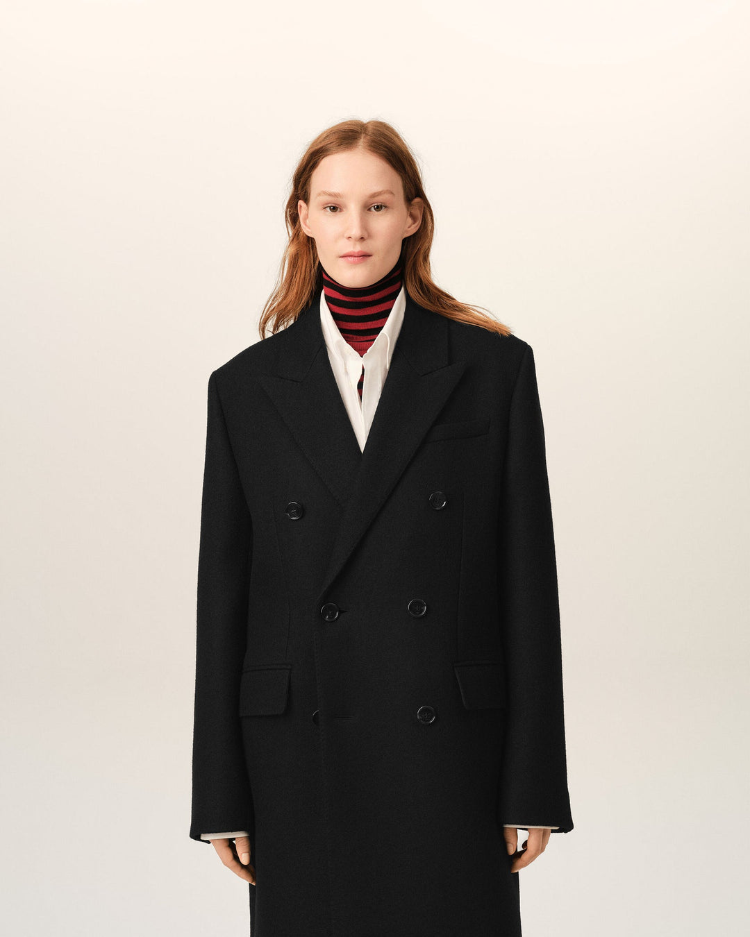 AMI PARIS - Manteau oversize croisé en laine vierge Noir