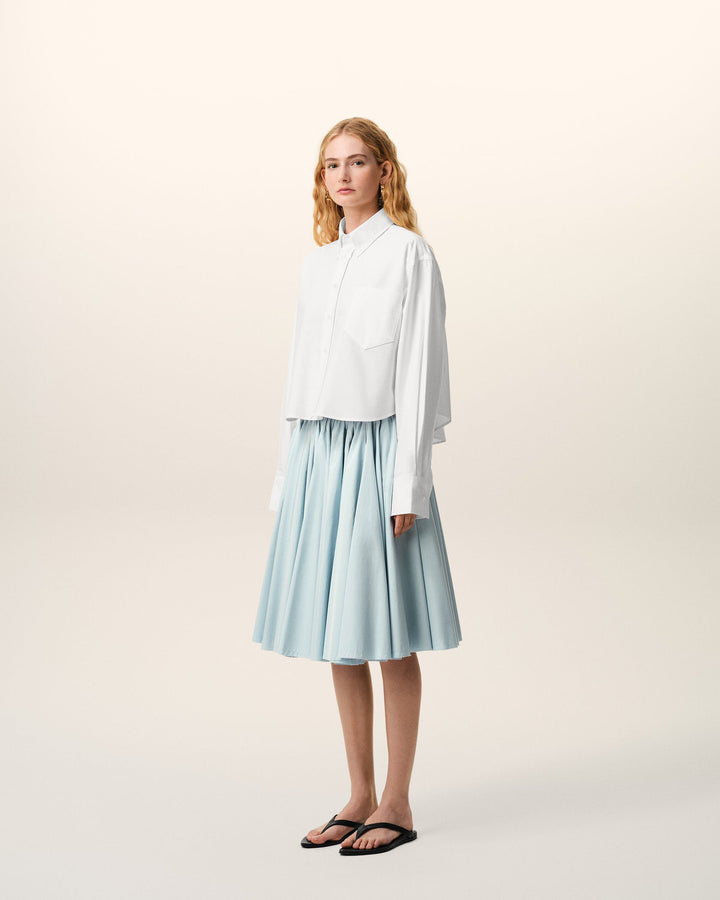 AMI PARIS – Chemise courte en coton Ami de Cœur embossé Blanc naturel