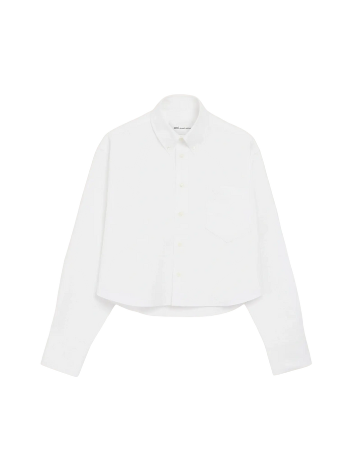 AMI PARIS – Chemise courte en coton Ami de Cœur embossé Blanc naturel