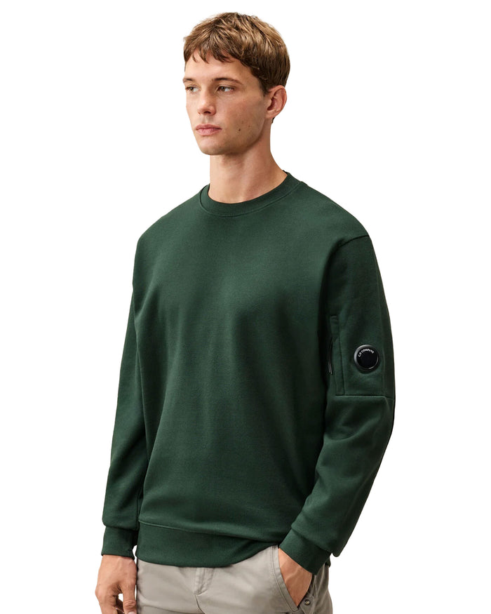 C.P. COMPANY - Sweat-shirt Lens en molleton Vert sapin