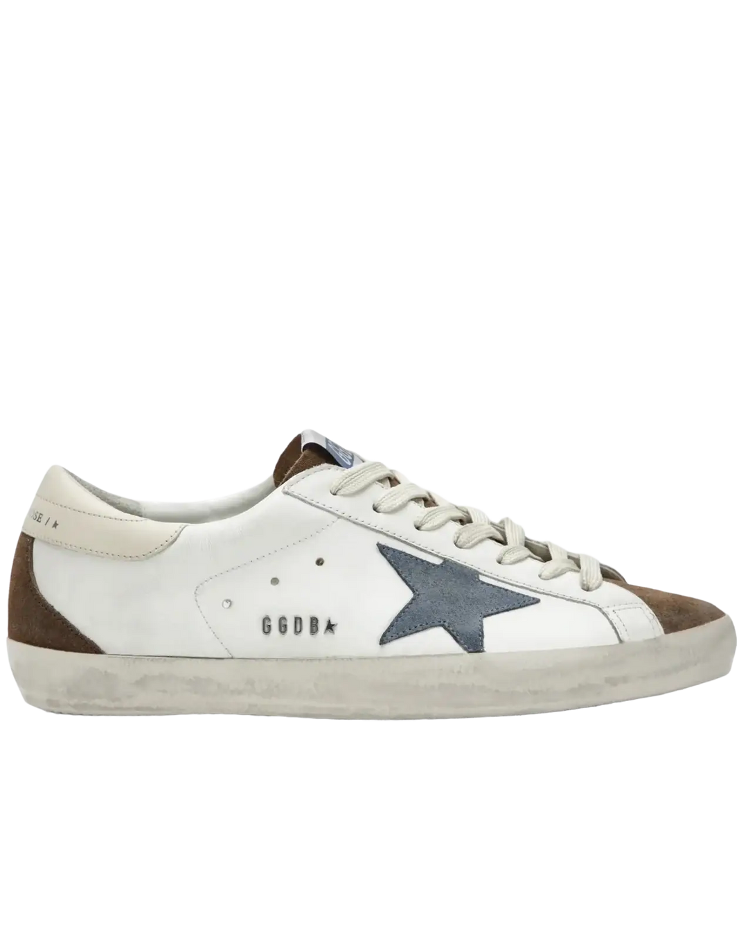 GOLDEN GOOSE - Sneakers Super-Star Blanc / Marron / Bleu / Crème