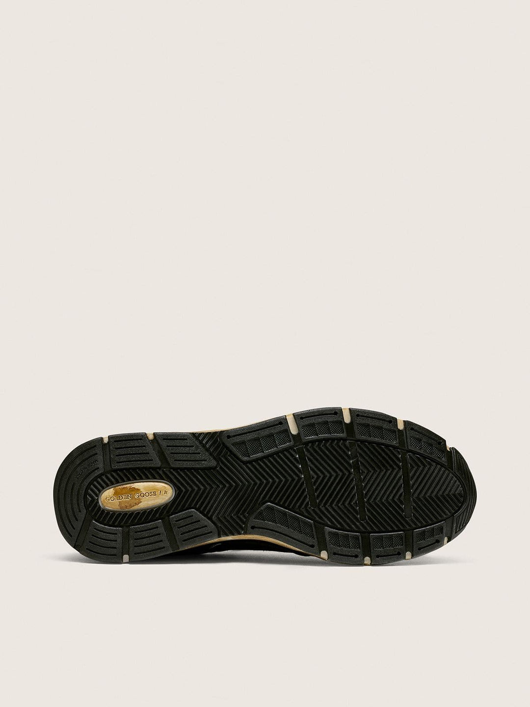 GOLDEN GOOSE - Dad-Star en résille et cuir nappa Noir / Argent / Gris