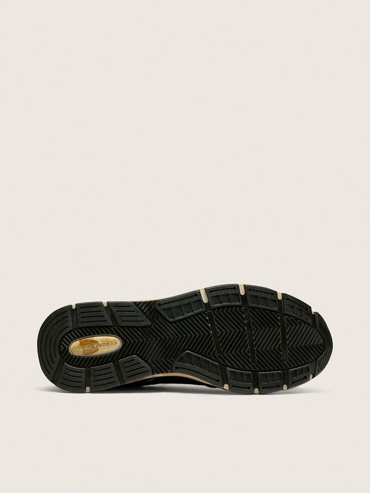GOLDEN GOOSE - Dad-Star en résille et cuir nappa Noir / Argent / Gris