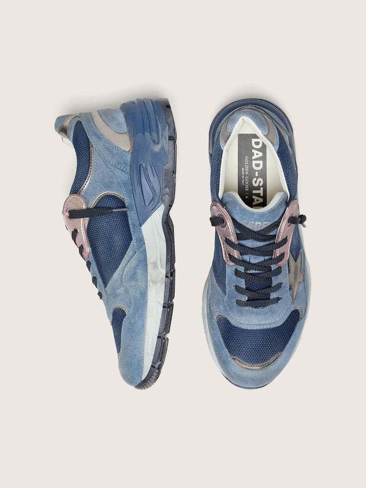GOLDEN GOOSE - Dad-Star en cuir velours Bleu denim / Argent