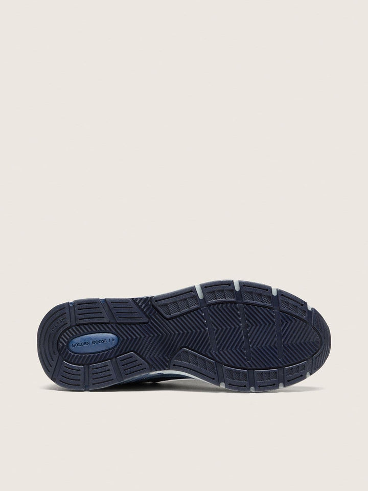 GOLDEN GOOSE - Dad-Star en cuir velours Bleu denim / Argent