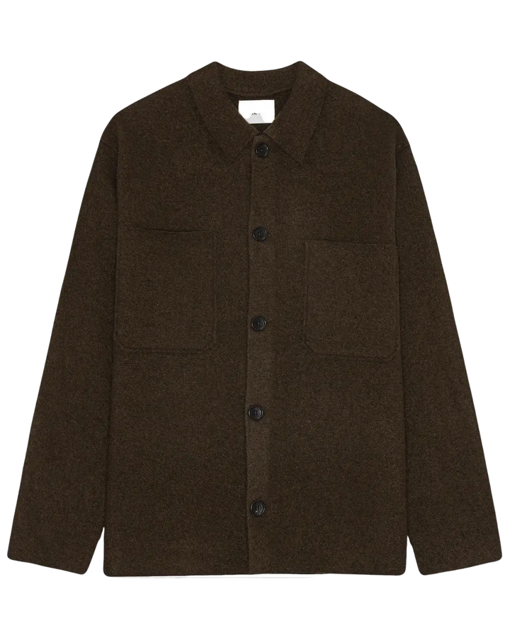 NN.07 - Surchemise Jonas 6398 en laine mérinos bouillie Marron foncé