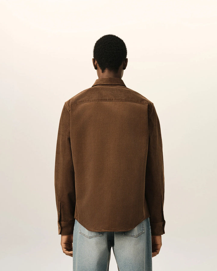 AMI PARIS - Chemise Ami de Cœur en velours Marron chocolat