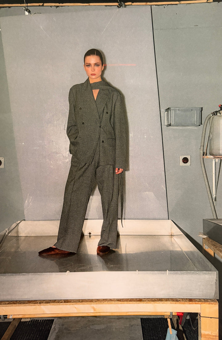 THE EROSE - Veste croisée Jannis Gris à carreaux