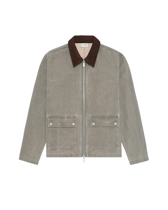 DRÔLE DE MONSIEUR – Veste en denim zippée Kaki délavé