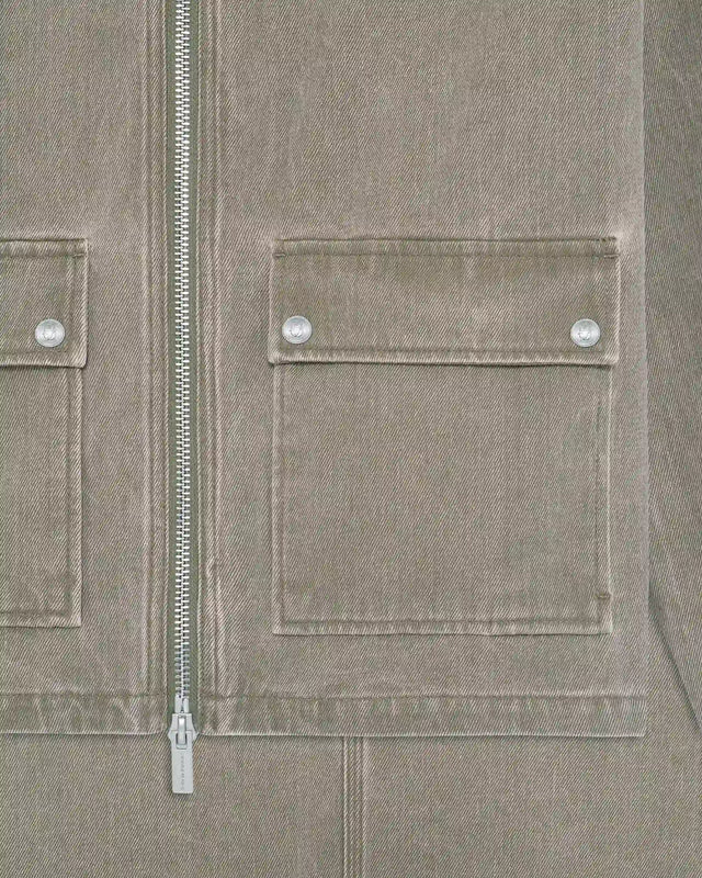DRÔLE DE MONSIEUR – Veste en denim zippée Kaki délavé