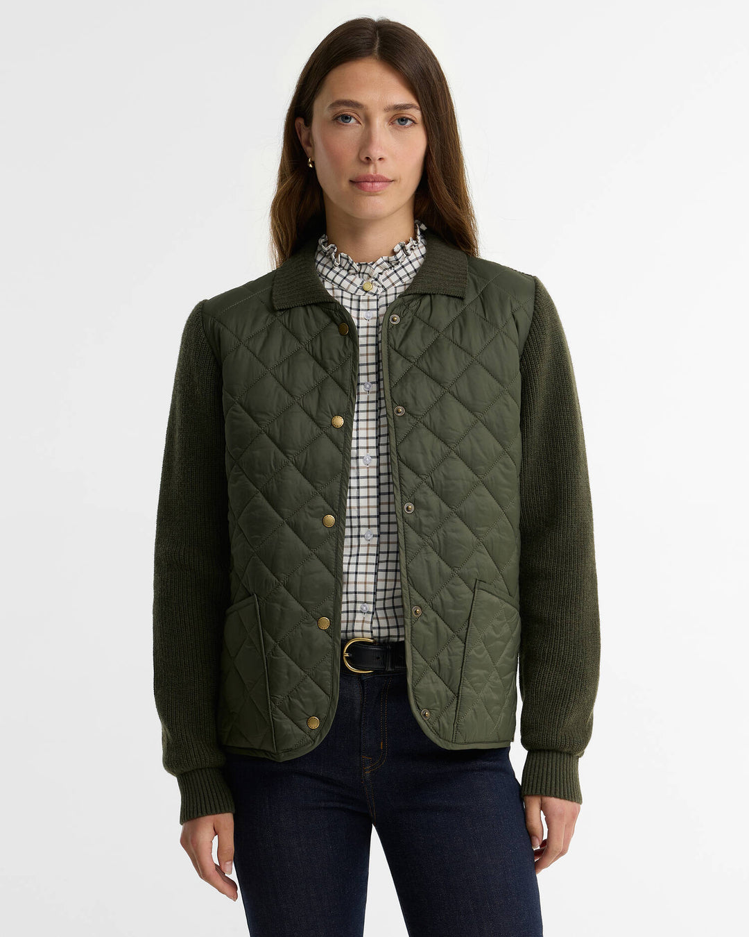 BARBOUR - Pull matelassé Allendale Vert olive