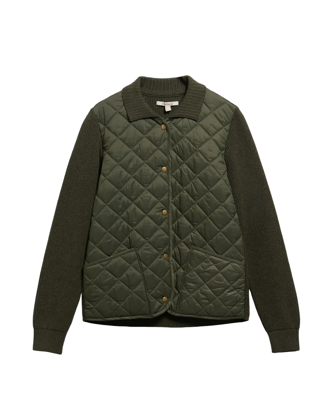 BARBOUR - Pull matelassé Allendale Vert olive