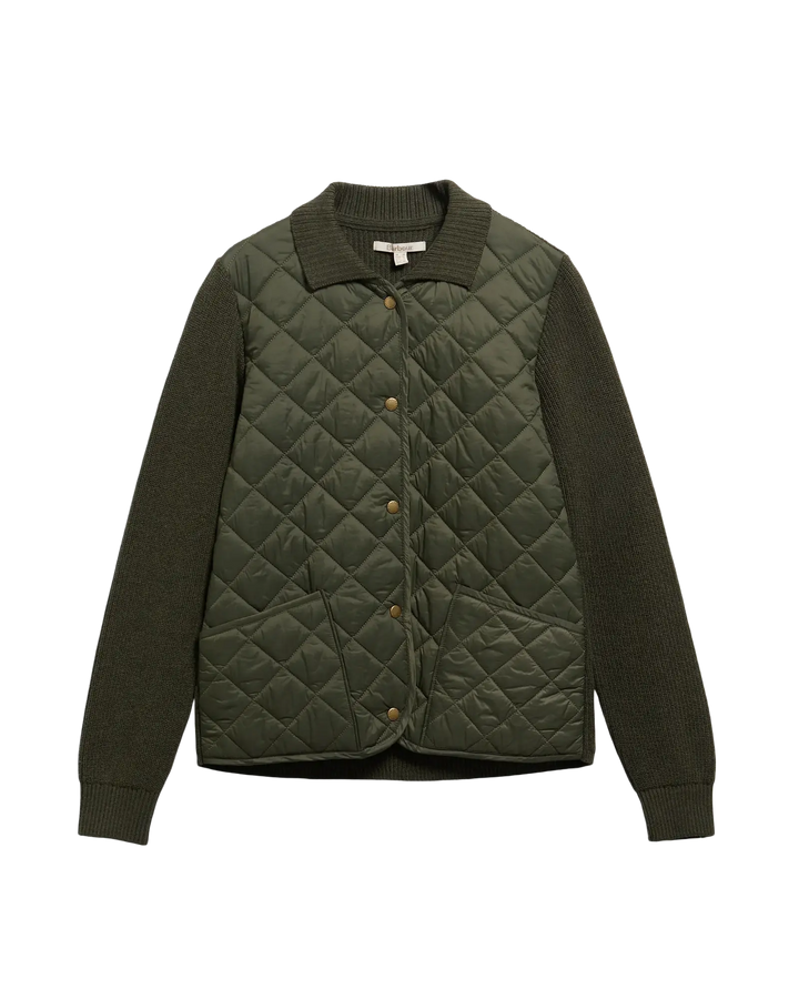 BARBOUR - Pull matelassé Allendale Vert olive
