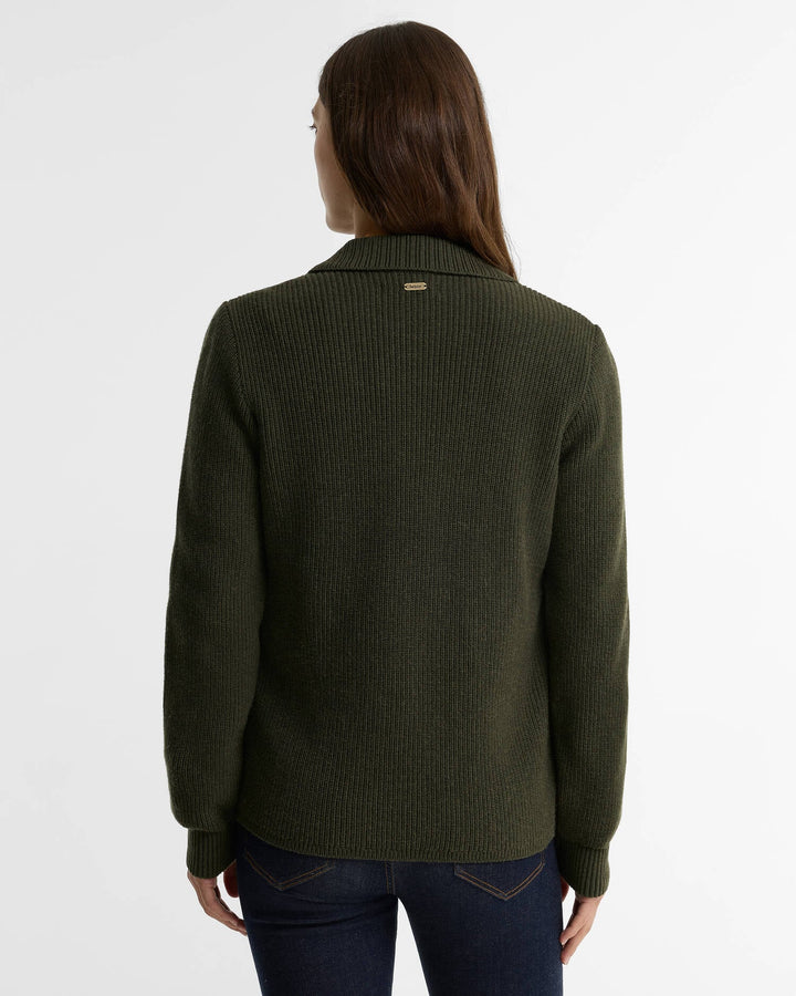 BARBOUR - Pull matelassé Allendale Vert olive