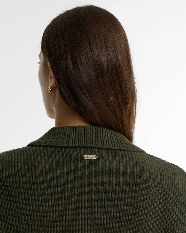 BARBOUR - Pull matelassé Allendale Vert olive