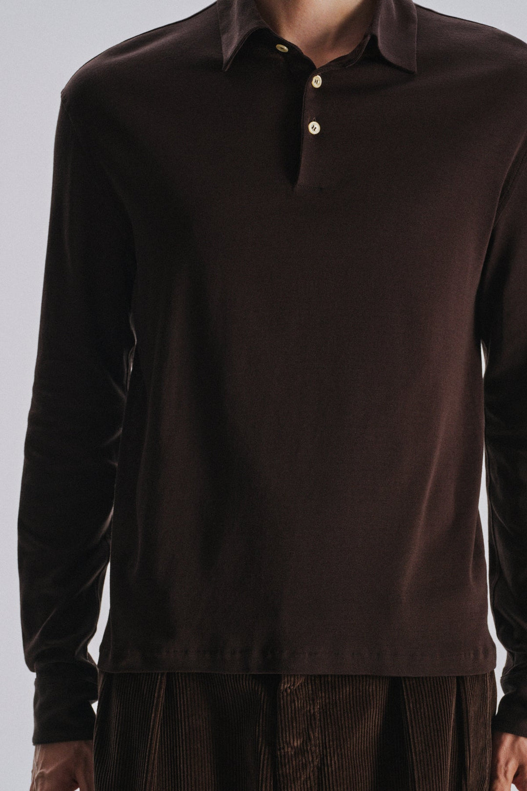 THE ROW - Polo Reyes ajusté en jersey de coton Marron foncé
