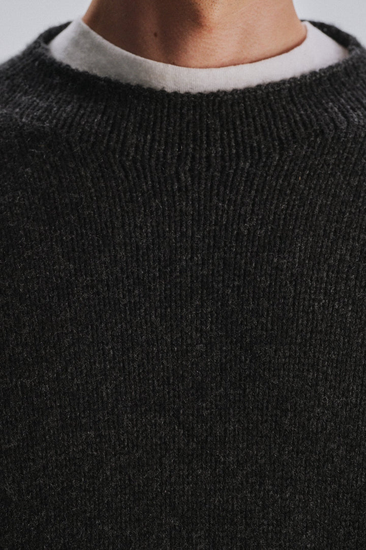 THE ROW - Pull Markhim col montant en cachemire Chiné anthracite