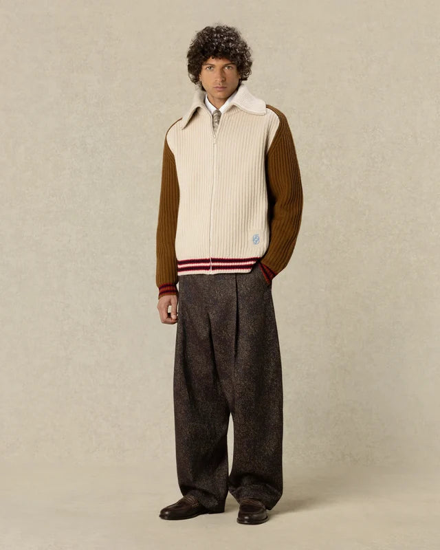 DRÔLE DE MONSIEUR - Cardigan Zippé Col Sherpa D Miroir Blanc cassé