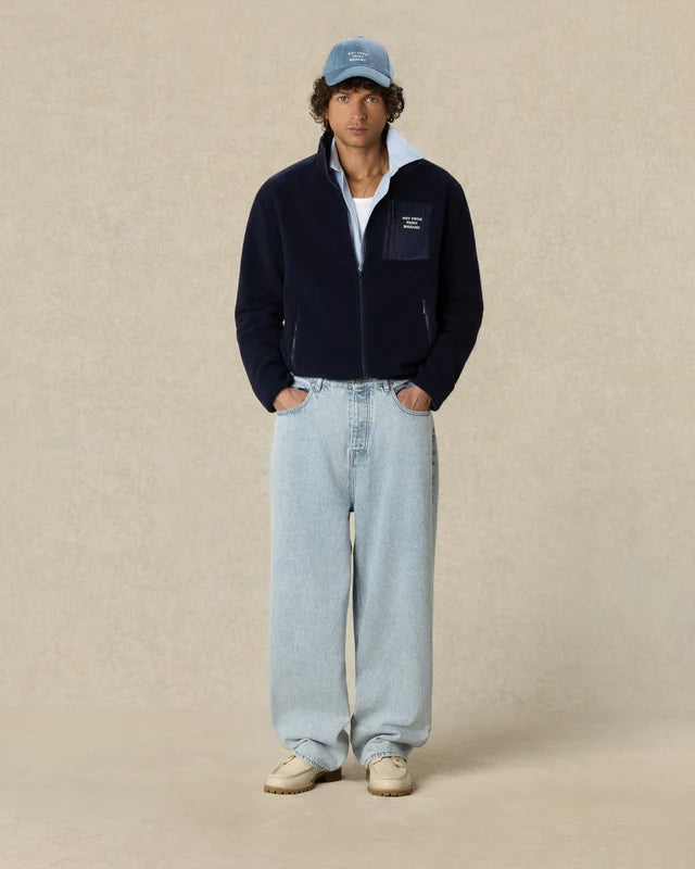 DRÔLE DE MONSIEUR - Veste Zippée Sherpa Slogan Bleu marine
