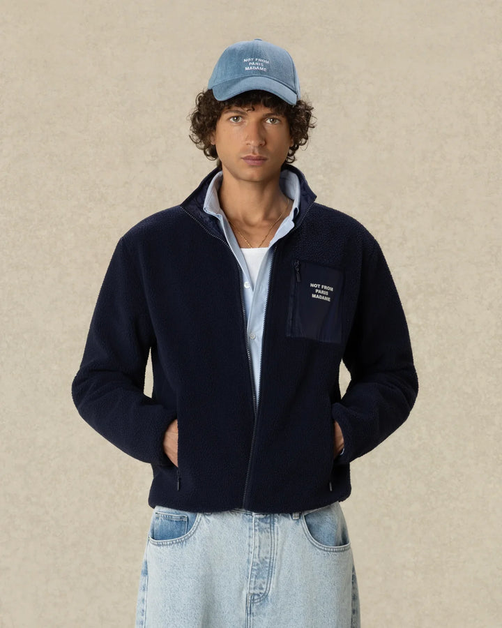 DRÔLE DE MONSIEUR - Veste Zippée Sherpa Slogan Bleu marine