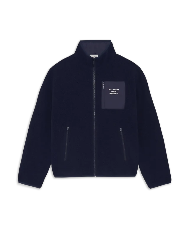 DRÔLE DE MONSIEUR - Veste Zippée Sherpa Slogan Bleu marine