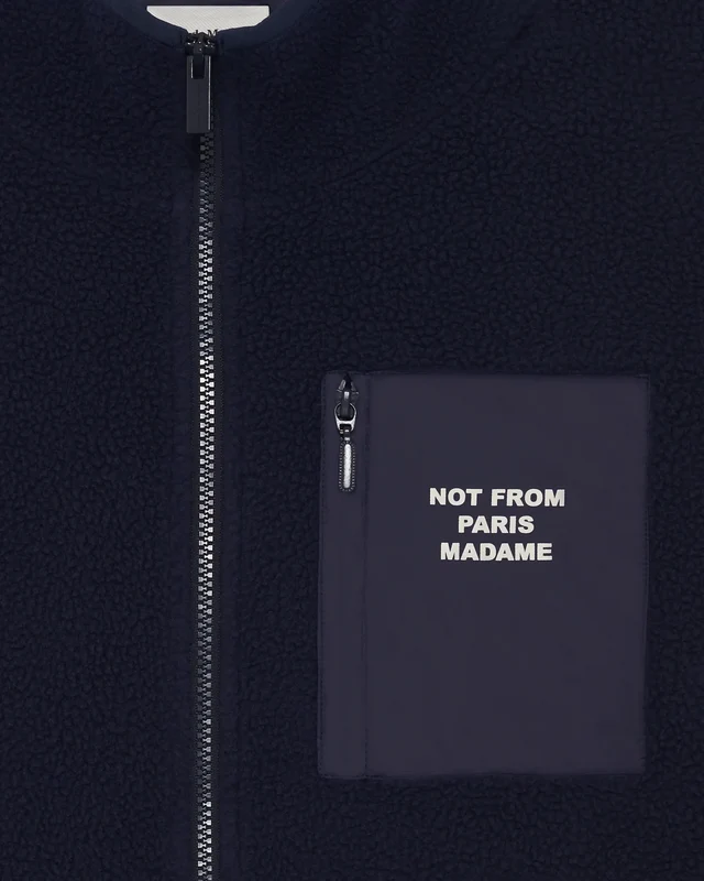 DRÔLE DE MONSIEUR - Veste Zippée Sherpa Slogan Bleu marine