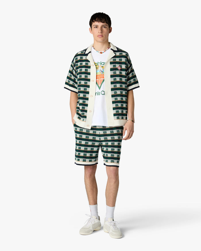 CASABLANCA - Chemise Crochet Motif Mosaïque Verte