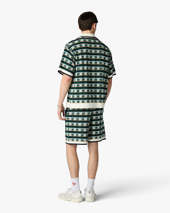 CASABLANCA - Chemise Crochet Motif Mosaïque Verte