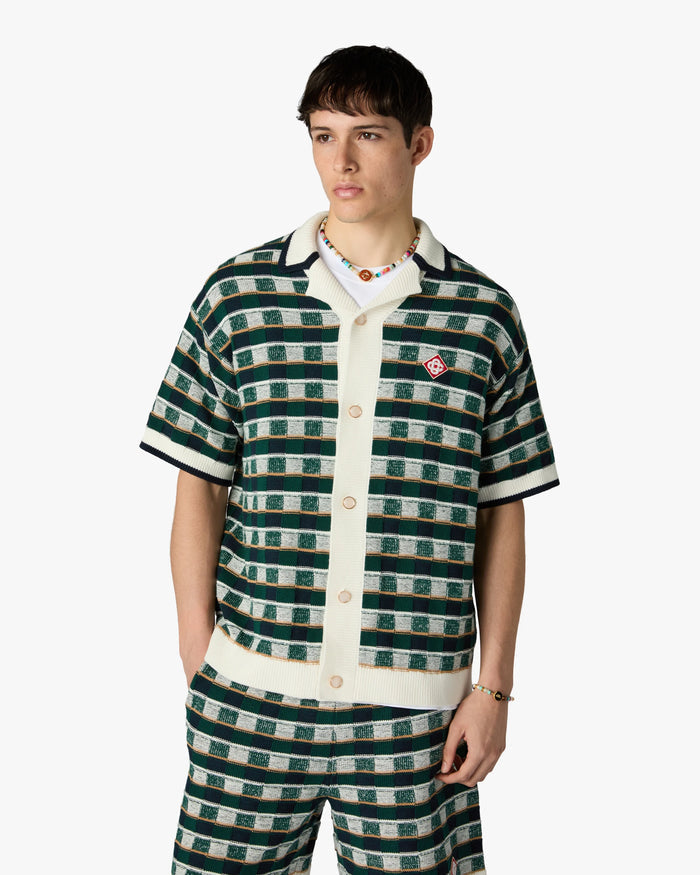 CASABLANCA - Chemise Crochet Motif Mosaïque Verte