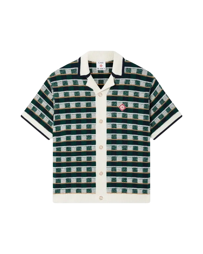 CASABLANCA - Chemise Crochet Motif Mosaïque Verte