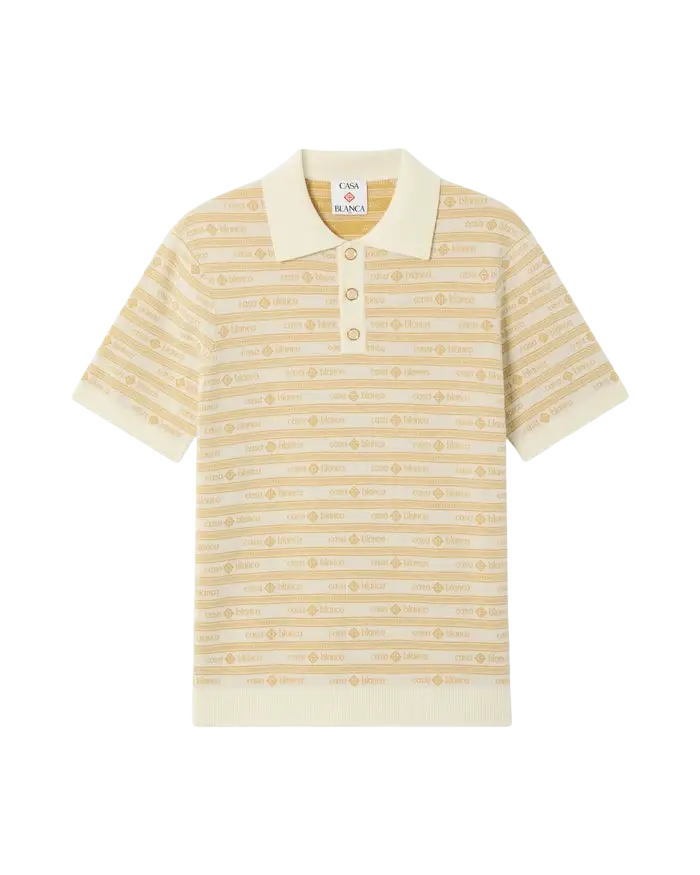 CASABLANCA - Polo en Maille Logo Beige