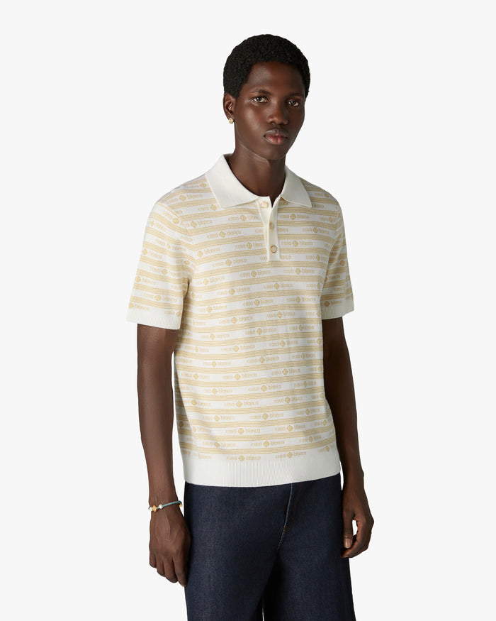 CASABLANCA - Polo en Maille Logo Beige