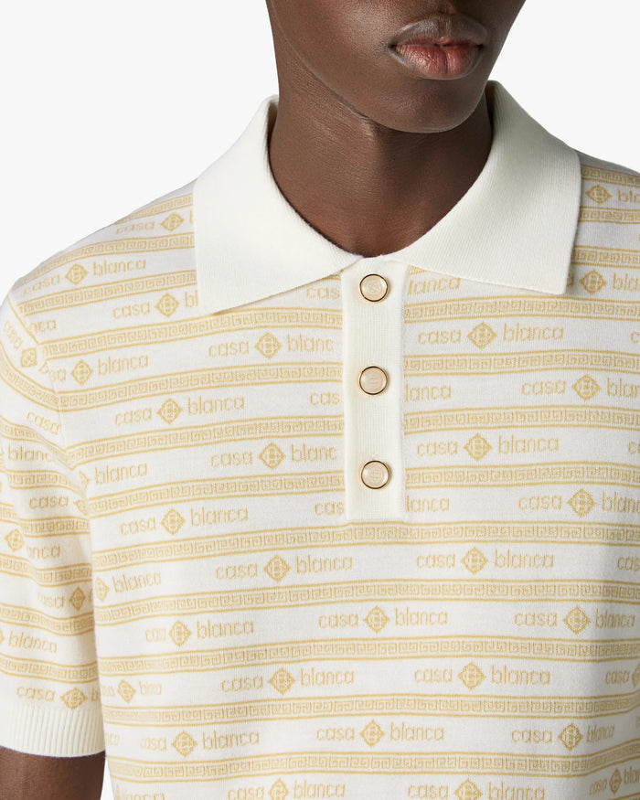 CASABLANCA - Polo en Maille Logo Beige