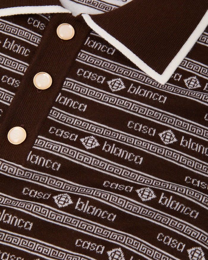 CASABLANCA - Polo en Maille Logo Marron Foncé