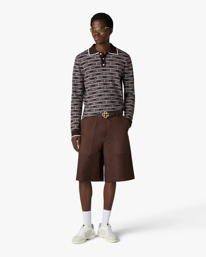 CASABLANCA - Polo en Maille Logo Marron Foncé